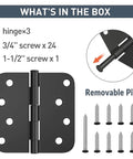 Three Pack Four Inch Door Hinges With Five Eighths Inch Radius Corners Matte Black Finish For Interior And Exterior Doors Includes All Screws