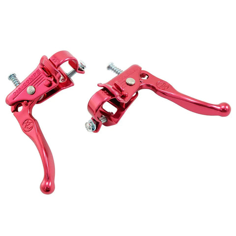 Tech 3 Brake Lever Set For Old School BMX Aluminum Left And Right Levers 22.2mm Clamp Red Anodized Finish