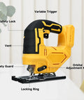 Heavy Duty Cordless Electric Jigsaw Cuts Wood And Steel Like Butter With Zero Stress Easy Peasy Controls features variable trigger and safety lock.