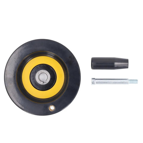 Top view of a table saw handwheel with detachable revolving handle, 14mm center hole, and 125mm outer diameter for machines.