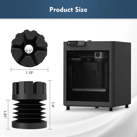 Image showing 4 Pack Game Changing Anti Vibration Feet For X1 X1C P1P And P1S Printers High Temp Silicone Shock Absorbers dimensions.
