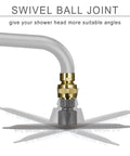 Brushed Gold Solid Brass Shower Head Swivel Ball Adapter With Adjustable Shower Arm Extension, on shower arm with head