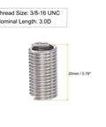 3/8-16 UNC Helical Wire Thread Inserts 304 Stainless Steel Coiled Thread Repair Kit, 3D Length 1-1/8 Inches, front view
