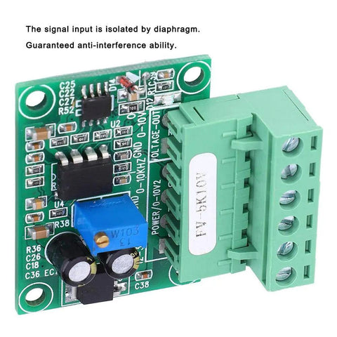 0-5KHz To 0-10V Frequency To Voltage Converter Module Digital To Analog Converter For Pulse Signals, green PCB board with terminals