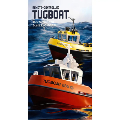 Dope 1/72 Scale RC Tugboat For Adults, 2.4GHz Remote Control Boat With LED Lights in water, yellow and red models
