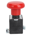 Heavy Duty Metal Emergency Stop Push Button Switch For Electric Forklift And Stacker With Instant Shut Off Rated At DC-80 Volts And 125 Amps.