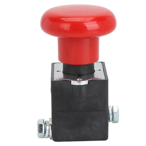 Heavy Duty Metal Emergency Stop Push Button Switch For Electric Forklift And Stacker With Instant Shut Off Rated At DC-80 Volts And 125 Amps.