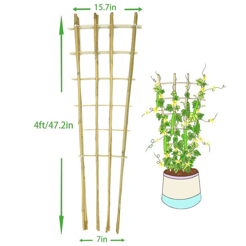 Image of 3 Pack 4 Foot Bamboo Trellis Fan Shaped Plant Support For Outdoor And Indoor Potted Climbing Plants Vegetables