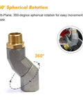 3/4 Inch Fuel Hose Swivel 360 Degree Rotating Connector For Fuel Nozzle And Hose No Twist Design Zinc Alloy Rust Resistant Easy Install Durable Marine RV Boat Use, angled view