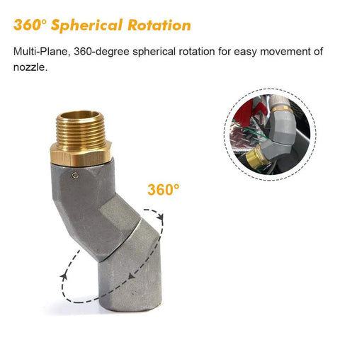 3/4 Inch Fuel Hose Swivel 360 Degree Rotating Connector For Fuel Nozzle And Hose No Twist Design Zinc Alloy Rust Resistant Easy Install Durable Marine RV Boat Use, angled view