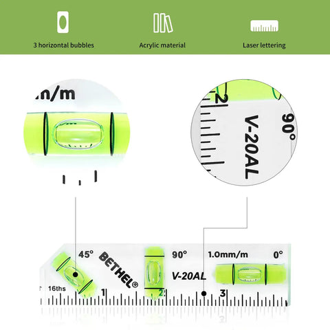 Compact Shatterproof Mini Pocket Level With 45 90 180 Degrees Bubble Level For Picture Hanging And Layout Tools 4 Inch Acrylic Spirit Level Cross Check Measuring Instrument With Imperial And Metric Scales