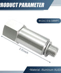 Car Cooling Water Temperature Adapter From M12x1.5 Male To 3/8 NPT Female, Alloy Extension With Gasket, shown with dimensions
