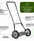 18-Inch Push Reel Lawn Mower with 5 Blades, Heat-Treated Alloy Steel Blades, Scissor-Cut Action, Black Finish, Easy to Use