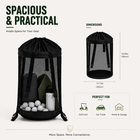 Golf Push Cart Organizer Bag With Mesh Pockets For Trolley Accessories Stores Balls Gloves Includes Dimensions