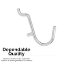 Pegboard Hook Set 50 Piece Heavy Duty Assortment For One Quarter Inch Pegboards Includes Hooks And Holders For Garage Workshop And Craft Room Organization Wall Mount Storage For Tools And Supplies featuring a single metal hook.
