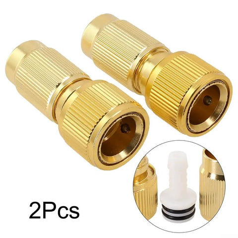2Pcs Heavy Duty Brass Quick Coupling Connectors For Garden Misting And Car Wash Expandable Water Hose Repair Kit With Durable Adapter Fittings