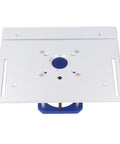 Rock Solid Aluminum Alloy Router Table Insert Plate With Heavy Duty Lift Kit For 64 To 65 Mm Machines top view showing blue lift mechanism