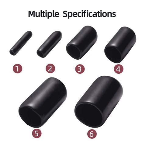 DIY Ready Flexible Rubber End Caps Set Of 60 Pieces To Protect Screw Threads For Metal Tubes Bolts And Rods In Six Sizes 2mm 3mm 6.5mm 8mm 10mm 12mm