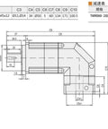 Technical diagram of Top Shelf Right Angle Planetary Reducer Gearbox With Helical Gears And Heckin Precise 9 Arcmin Accuracy Offering A Solid 15 To 100 Reduction Ratio Perfect For 400 Watt AC Servo Motors With 14mm Input Shafts.
