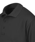 Mens Short Sleeve Uniform Polo In Charcoal Black Moisture Wicking Polyester Pique Fabric That Keeps You Cool Under Pressure Built For Real Crews Running The Daily Grind Without Getting Sweaty Or Wrinkled Out, featuring ribbed collar and pen pocket.