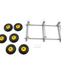 Six Wheel All Terrain Dolly With Six 10 Inch Pneumatic Tires For Outdoor Furniture Moving Heavy Duty Home Use Rolls Smoothly Across Grass Gravel And Uneven Surfaces 40 By 22 Inches Gray; six wheels shown