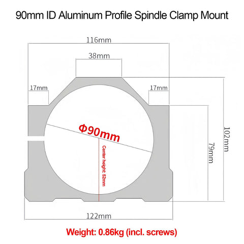 Diagram of Aluminum Spindle Motor Mount Bracket Clamp With Screws Tool Set For CNC Engraving And Milling Machines 90mm