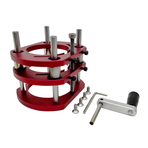 Heavy Duty Aluminum Router Table Insert Plate With Dead On Angle Markers For Seamless Edge Trimming Deburring And A Seriously Knockout Woodworking Setup Upgrade Kit with red clamps and tools