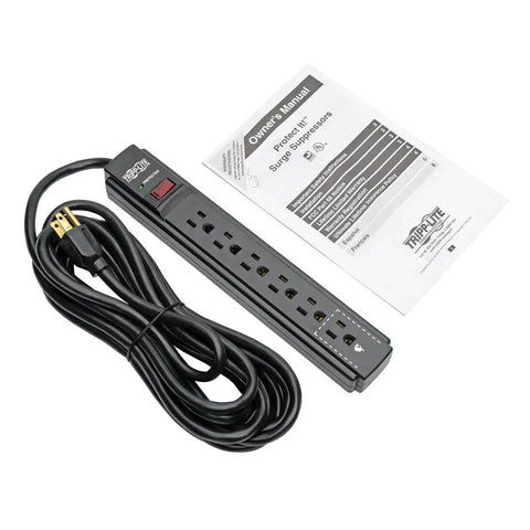 Six Outlet Surge Protector With A 15 Foot Cord And 790 Joules Of Spike Protection For Home Office And Tech Gear, Ideal For PC, Laptop, Printer, Router, TV, Modem And More
