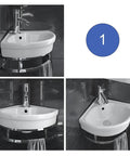 Corner Wall-Mounted Sink - Ele Vessel Sink for Modern Bathrooms Space-Saving Design High-Quali Ceic Easy Installat Perfect for Smals, shown from multiple angles.