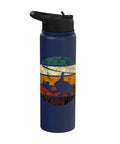 Retro Gyrocopter Themed Vintage Aviation Water Bottle For Pilots And Flight Crew with colorful gyrocopter graphic.