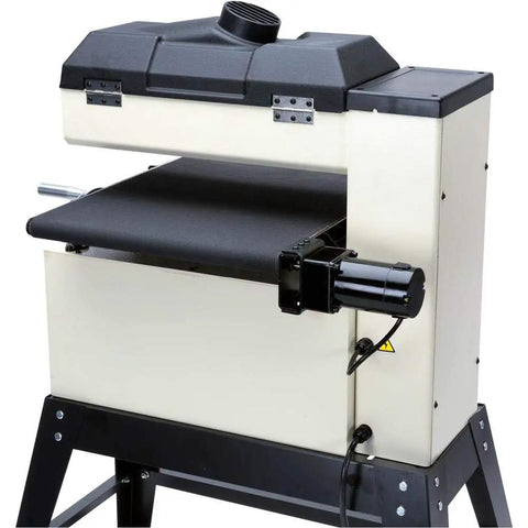 Pro Level 18 Inch Open End Drum Sander Built Like A Tank For Serious American Woodworkers 1.5HP Motor Variable Conveyor Feed Smooths Boards Fast No Sweat Knockout Sanding Machine