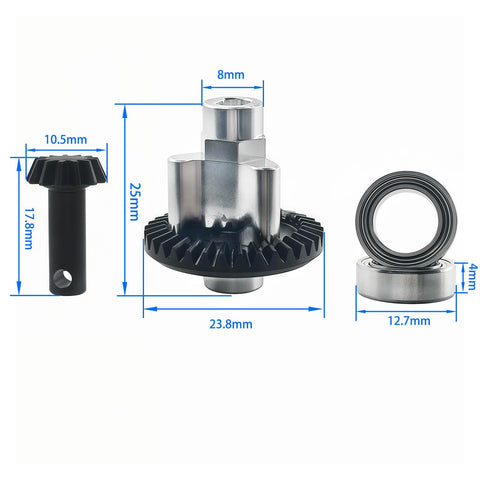 Bevel Gear Set 13T 33T For One Twelfth RC Car Axle With Bearings Upgrade Hardened Steel Differential Bevel Gears