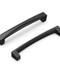 Two 5-1/16 Inch Center To Center Cabinet Pulls In Matte Black Finish Modern Arc Handle With Bold Dope Look And Easy Installation With Hardware