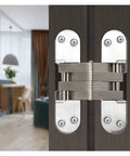 Invisible Door Hinge For Hidden Folding Doors And Wooden Doors 180 Degree Cross Mount Flat Dark Low Profile Concealed Hinge Hardware