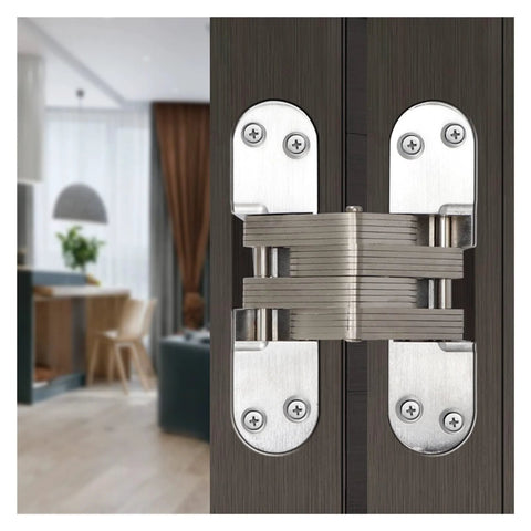Invisible Door Hinge For Hidden Folding Doors And Wooden Doors 180 Degree Cross Mount Flat Dark Low Profile Concealed Hinge Hardware