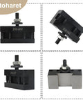 BXA Wedge Style Mini Lathe Tool Post Rack For Machines Up To 15 Inch Swing Heavy Hitter with adjustable metal clamps.