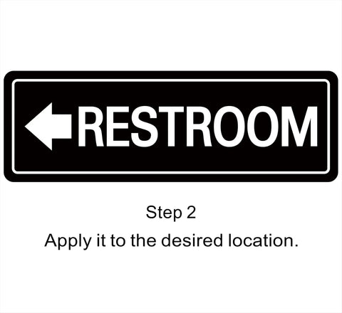Left Arrow Restroom Sign For Businesses Durable Frosted Acrylic With Super Strong Self Adhesive Simple Fast Install 9 By 3 Inches Black Directional Office And Commercial Premises Sign.