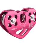 Badass Heavy Duty Zipline Pulley With 6700 Lbs Load Rating And Buttery Smooth Double Bearings, red anodized aluminum construction.