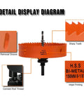 Orange VIKITON 6-1/8 inch bi-metal hole saw with center drill bit and sharp-teeth rim for recessed lighting