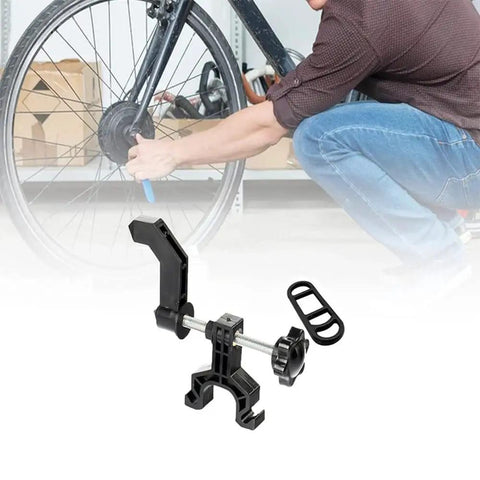 Ultra Portable Bike Wheel Truing Stand For On The Go Rim Adjustment, MTB And Road Bike Wheel Repair Tools in use on bike