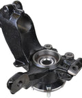 Front Left Wheel Hub Bearing And Steering Knuckle Assembly For Ford Focus 2012 2013 2014 2015 2016 2017 2018 2.0L FWD Preassembled Bolt On Replacement Part Easy Install Driver Side showing preassembled part designed for easy installation on driver side.