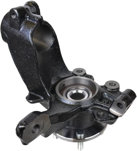 Front Left Wheel Hub Bearing And Steering Knuckle Assembly For Ford Focus 2012 2013 2014 2015 2016 2017 2018 2.0L FWD Preassembled Bolt On Replacement Part Easy Install Driver Side showing preassembled part designed for easy installation on driver side.