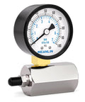 Front view: Meanlin 2-inch steel air pressure gauge, dual psi/bar, 0–100 psi, 3/4 FNPT.