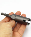 4 Piece Heavy Duty Wing Nut Socket Set With Quarter Inch Hex Shank Power Driver held in hand for quick turn bolt removal.
