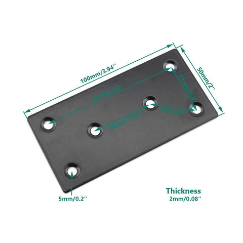 Heavy Duty Black Metal Flat Straight Brace Brackets Set For Furniture Shelves And Cabinets Mending Plates With Screws Built To Last Shelf Support