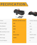 Heavy Duty 12V Wiring Harness Kit With Nylon Construction And Rocker Switch For Led Light Bar specification table