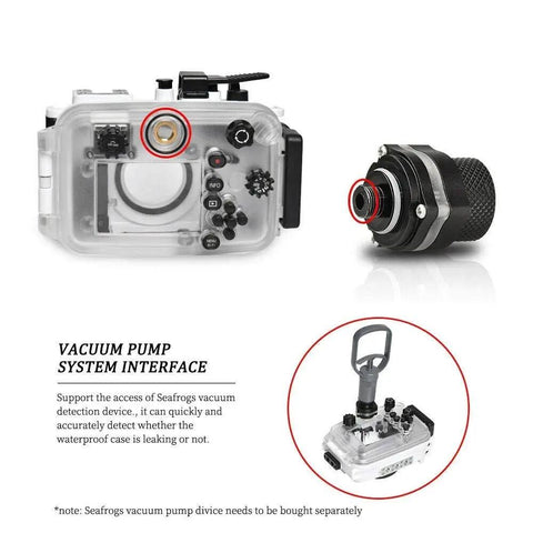 Underwater Housing For Olympus TG-6 Camera 60M Waterproof Case With Full Button Access, vacuum pump system interface view