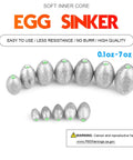 Removable Egg Lead Sinkers For Drop Shot And Saltwater Fishing Pro Grade Oval Weights Set 20 Pieces streamlined design