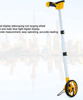 Yosoo Health Gear Digital Measuring Wheel With Backlit Display, yellow and gray, tall telescoping rod for precise distance measurement.