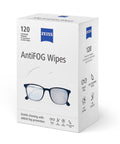 Front view of ZEISS AntiFOG Wipes box, 120-count, pre-moistened eyewear wipes